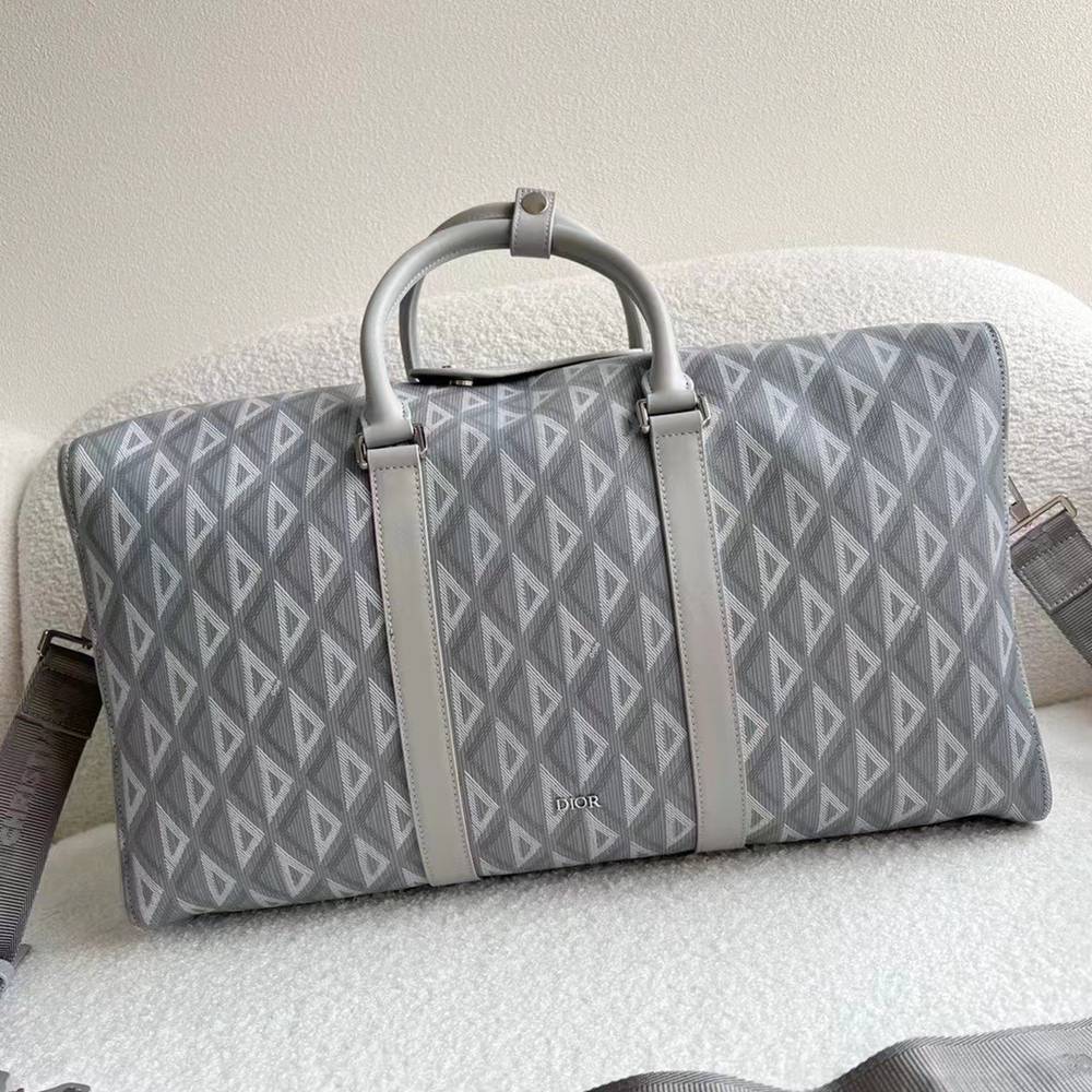 Dior Lingot 50 Duffle Bag In Gray CD Diamond Canvas TDBS25360