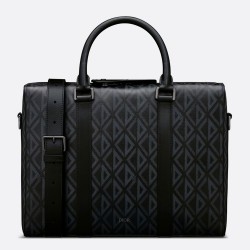 Dior Lingot Briefcase in Black CD Diamond Canvas TDBS25361