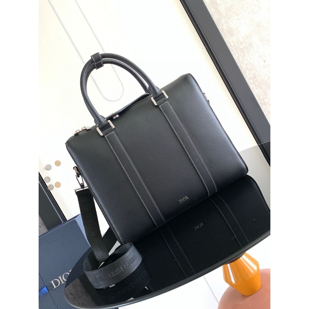 Dior Lingot Briefcase in Black Grained Calfskin TDBS25362