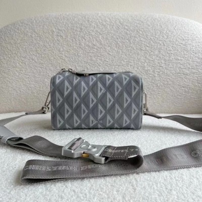 Dior Lingot Messenger Bag In Gray CD Diamond Canvas TDBS25368