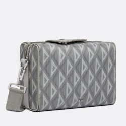 Dior Lingot Messenger Bag In Gray CD Diamond Canvas TDBS25368