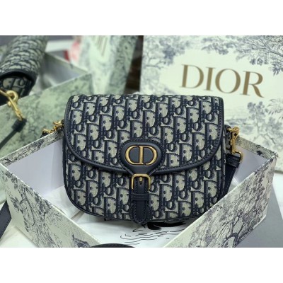 Dior Medium Bobby Bag In Blue Dior Oblique Canvas TDBS2807