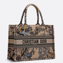 Dior Medium Book Tote Bag In Beige Jardin d'Hiver Embroidery TDBS2910