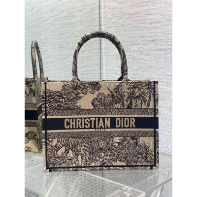 Dior Medium Book Tote Bag In Beige Toile de Jouy Voyage Embroidery TDBS2912