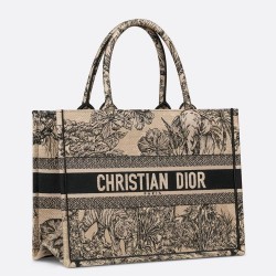 Dior Medium Book Tote Bag In Beige Toile de Jouy Voyage Embroidery TDBS2912