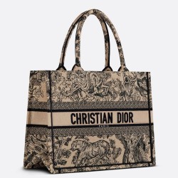 Dior Medium Book Tote Bag In Brown Toile de Jouy Embroidery TDBS2922