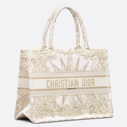 Dior Medium Book Tote Bag In Gold Rêve d'Infini Embroidery TDBS2931