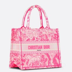 Dior Medium Book Tote Bag In Pink Transparent Toile de Jouy Canvas TDBS2938