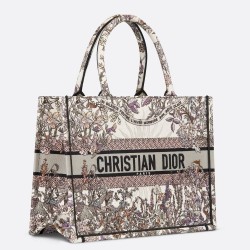 Dior Medium Book Tote Bag in Dior 4 Saisons Hiver Soleil Embroidery TDBS2926