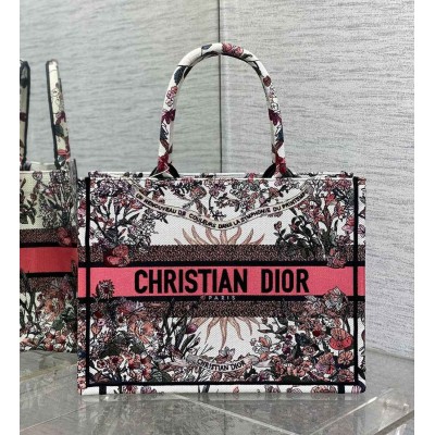 Dior Medium Book Tote Bag in Dior 4 Saisons Printemps Soleil Embroidery  TDBS2927