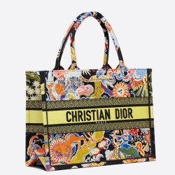 Dior Medium Book Tote In Black Zodiac Fantastico Embroidery TDBS2953