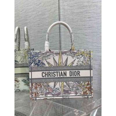 Dior Medium Dior Book Tote In White Multicolor Rêve d'Infini Embroidery TDBS2958