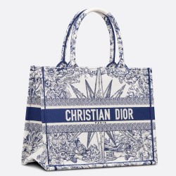 Dior Medium Dior Book Tote In White and Blue Rêve d'Infini Embroidery TDBS2957