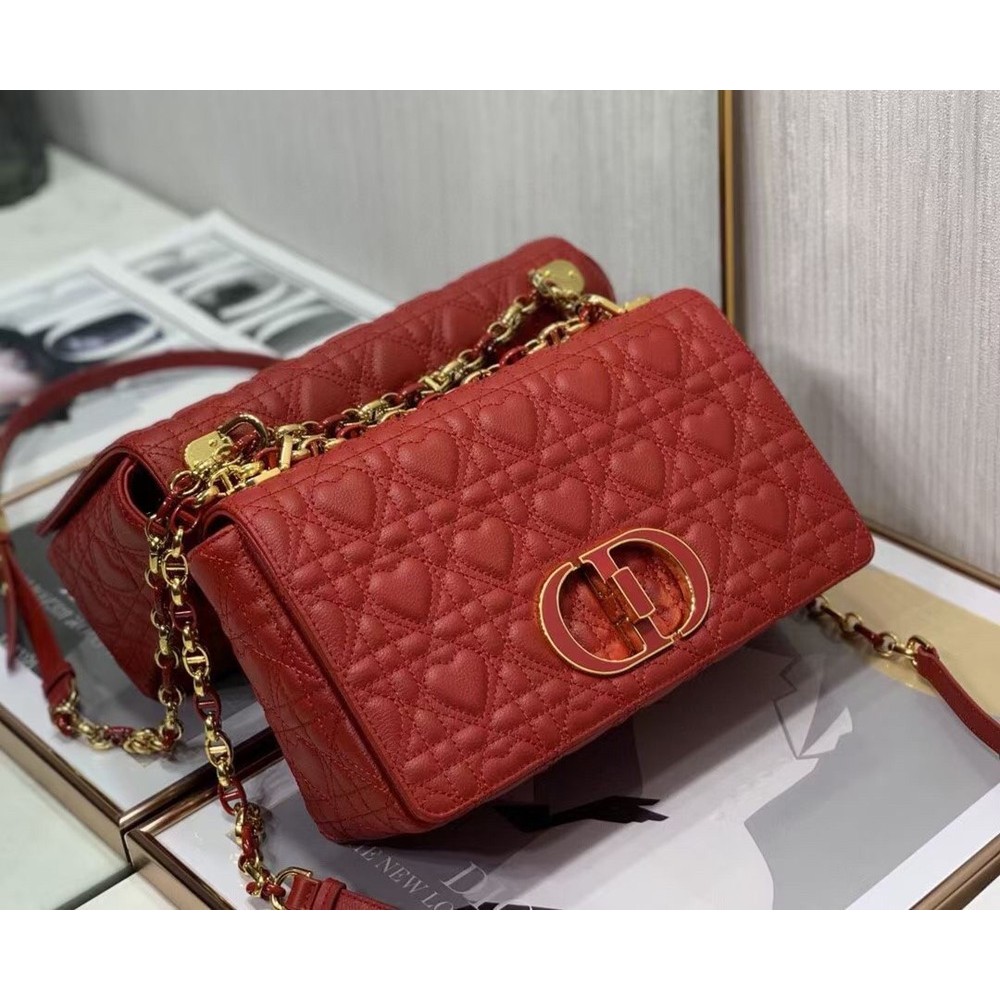 Dior Medium Dioramour Caro Red Bag with Heart Motif TDBS25025