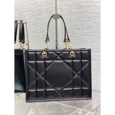 Dior Medium Essential Tote Bag In Black Archicannage Calfskin TDBS25537