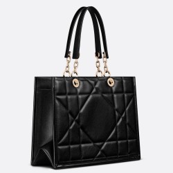 Dior Medium Essential Tote Bag In Black Archicannage Calfskin TDBS25537