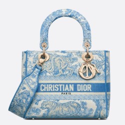 Dior Medium Lady D-Lite Bag In Blue Toile de Jouy Canvas TDBS25140