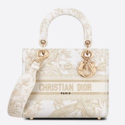 Dior Medium Lady D-Lite Bag In Gold Jardin d'Hiver Embroidery TDBS25149