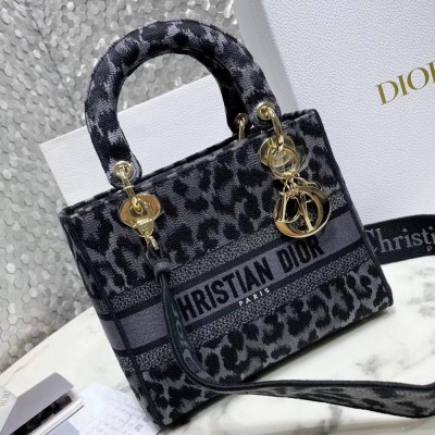 Dior Medium Lady D-Lite Bag In Grey Mizza Embroidery TDBS25151