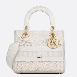 Dior Medium Lady D-Lite Bag In Natural Embroidery with Macrame Effect TDBS25157