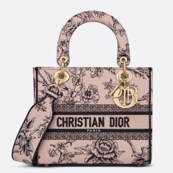 Dior Medium Lady D-Lite Bag In Powder Jardin Botanique Embroidery TDBS25160