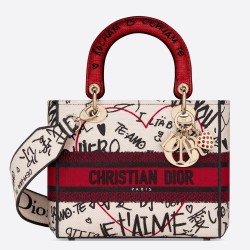 Dior Medium Lady D-Lite Dioramour Graffiti Embroidery Bag  TDBS25168