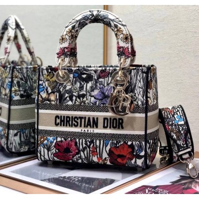 Dior Medium Lady D-Lite Mille Fleurs Embroidery Bag  TDBS25170