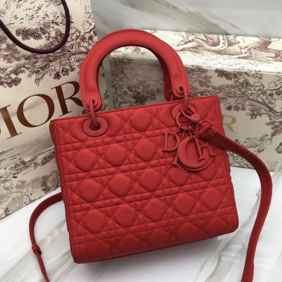 Dior Medium Lady Dior Bag In Cherry Ultra Matte Calfskin TDBS25241