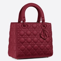 Dior Medium Lady Dior Bag In Cherry Ultra Matte Calfskin TDBS25241