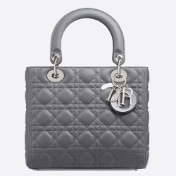 Dior Medium Lady Dior Bag In Grey Lambskin TDBS25243