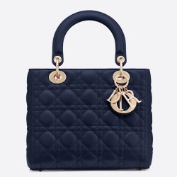 Dior Medium Lady Dior Bag In Indigo Blue Cannage Lambskin TDBS25246