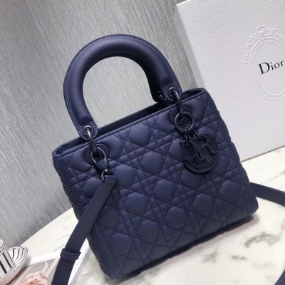 Dior Medium Lady Dior Bag In Indigo Blue Ultra Matte Calfskin TDBS25247