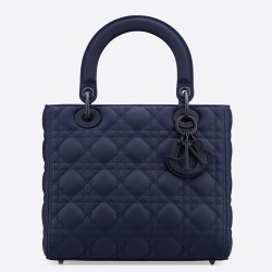 Dior Medium Lady Dior Bag In Indigo Blue Ultra Matte Calfskin TDBS25247