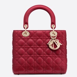 Dior Medium Lady Dior Bag In Red Lambskin TDBS25253