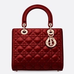 Dior Medium Lady Dior Bag In Red Patent Cannage Calfskin TDBS25254