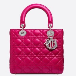 Dior Medium Lady Dior Bag In Rose Red Lambskin TDBS25256