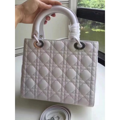 Dior Medium Lady Dior Bag In White Lambskin TDBS25258