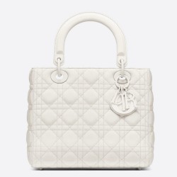 Dior Medium Lady Dior Bag In White Ultra Matte Calfskin TDBS25260