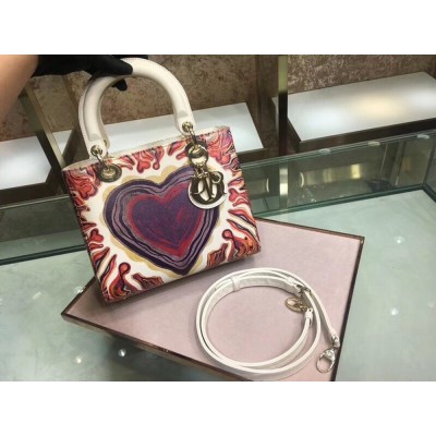 Dior Medium Lady Dior Bag Printed With Heart TDBS25264