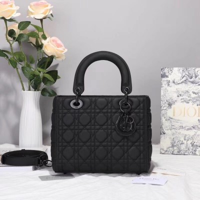 Dior Medium Lady Dior Ultra-Matte So Black Bag TDBS25265