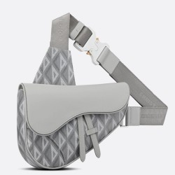 Dior Men's Saddle Bag In Gray CD Diamond Canvas TDBS25409