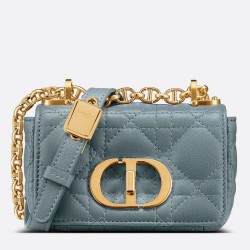 Dior Micro Caro Bag In Blue Cannage Calfskin TDBS25027