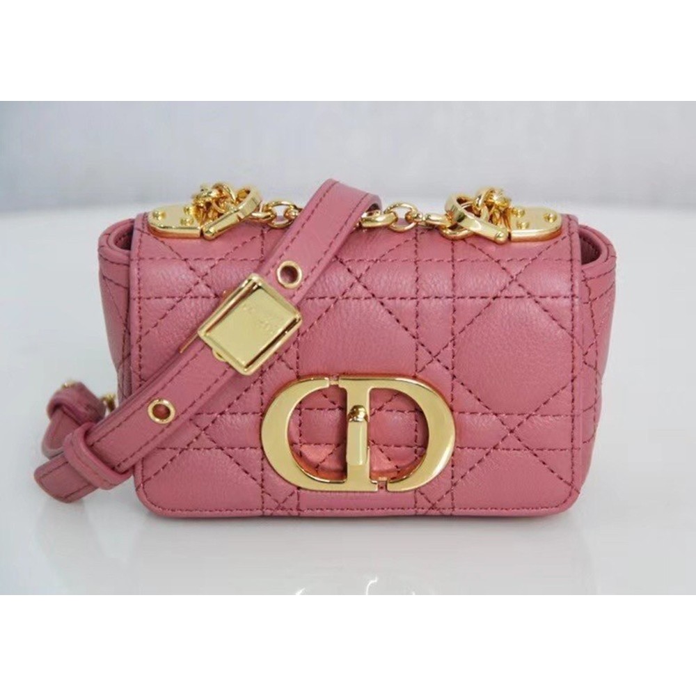 Dior Micro Caro Bag In Pink Cannage Calfskin TDBS25028