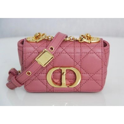 Dior Micro Caro Bag In Pink Cannage Calfskin TDBS25028