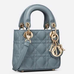 Dior Micro Lady Dior Bag In Blue Cannage Lambskin TDBS25271