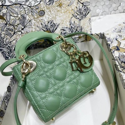 Dior Micro Lady Dior Bag In Mint Cannage Lambskin TDBS25273