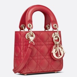 Dior Micro Lady Dior Bag In Red Cannage Lambskin TDBS25275