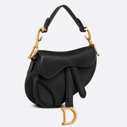 Dior Micro Saddle Bag In Black Goatskin TDBS25412