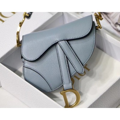 Dior Micro Saddle Bag In Cloud Blue Goatskin TDBS25413