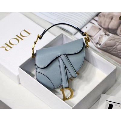 Dior Micro Saddle Bag In Grey Goatskin TDBS25414